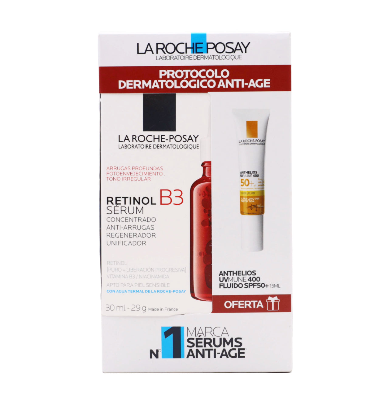 PACK SÉRUM RETINOL B3 LA ROCHE POSAY 30ML + ANTHELIOS UVMUNE400 FLUIDO SPF50+ 15ML
