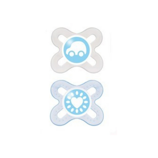 CHUPETE SILICONA 0-2 MESES START MAM MODELO COCHE Y CORAZÓN 2 UDS.