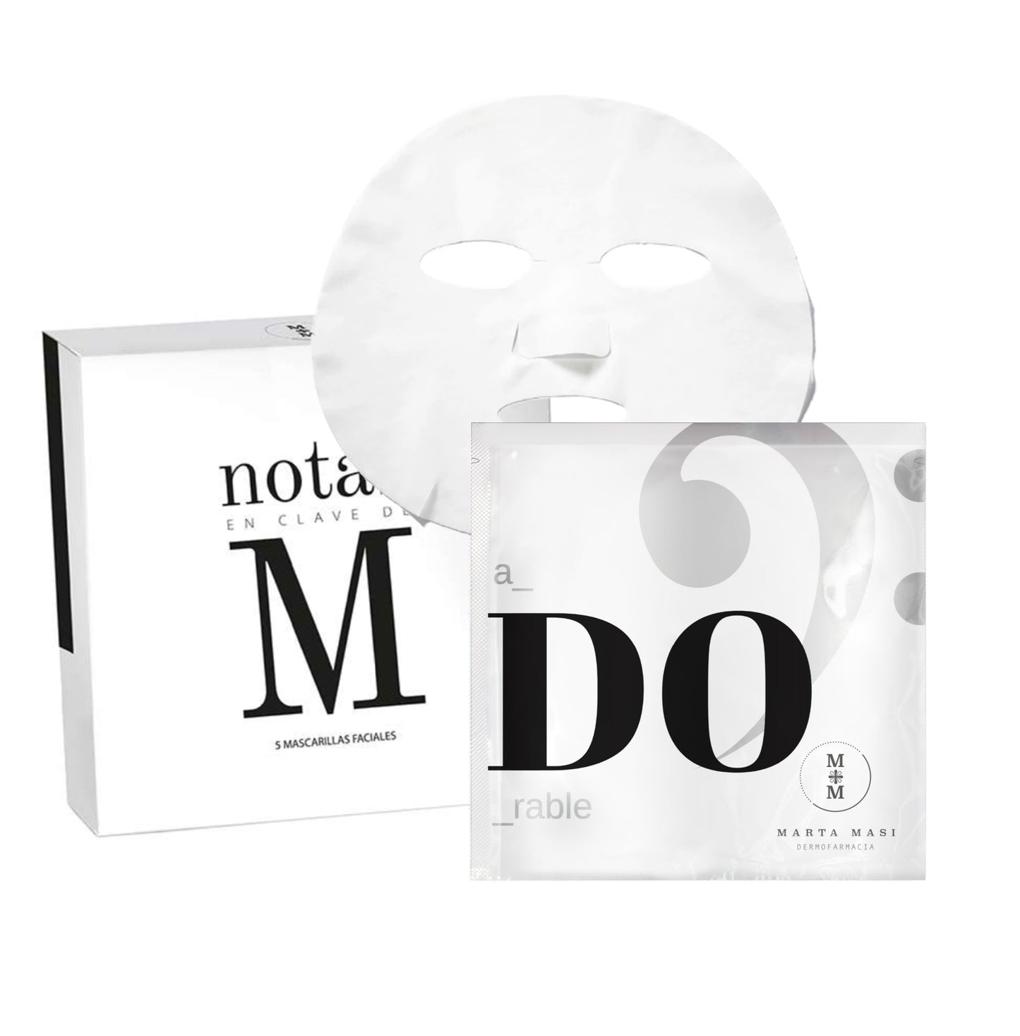 PACK 5 MASCARILLAS NOTAS EN CLAVE DE M - ADORABLE DE MARTA MASI