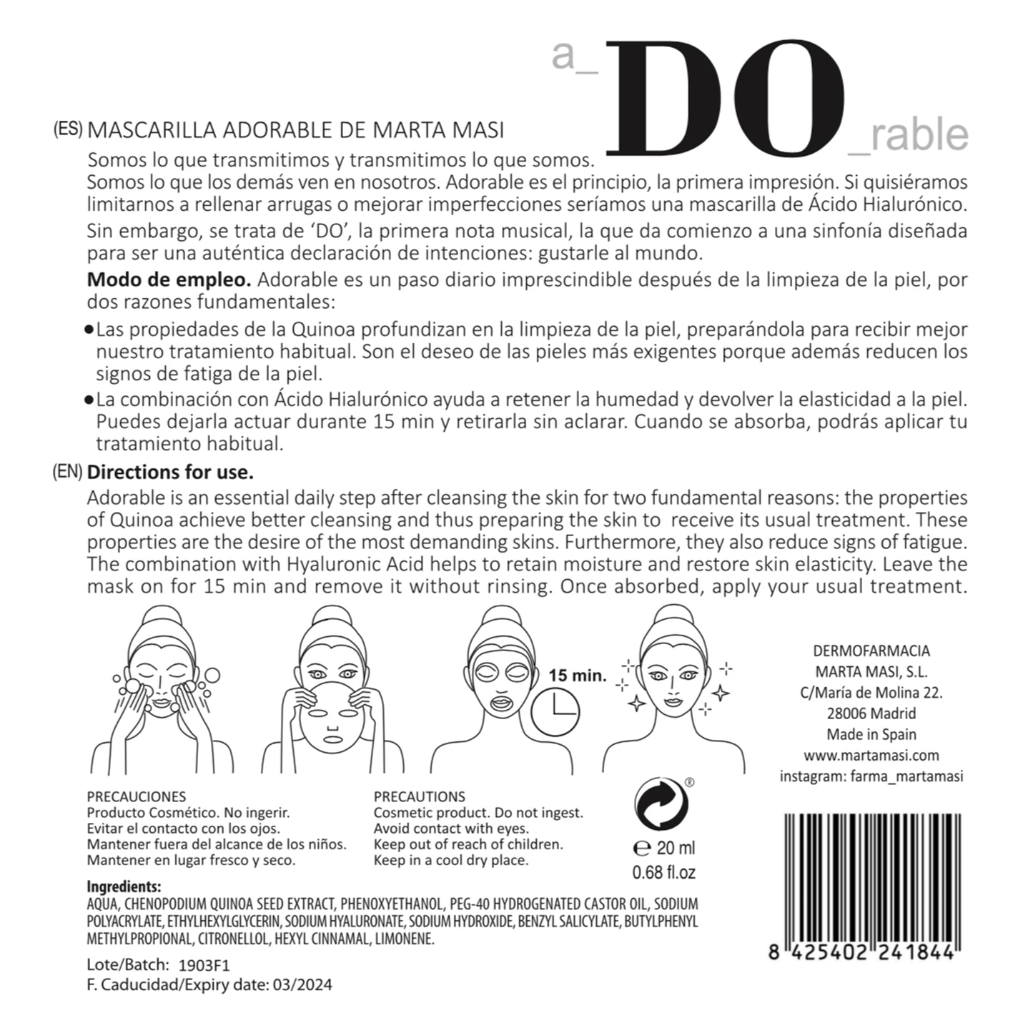 PACK 5 MASCARILLAS NOTAS EN CLAVE DE M - ADORABLE DE MARTA MASI