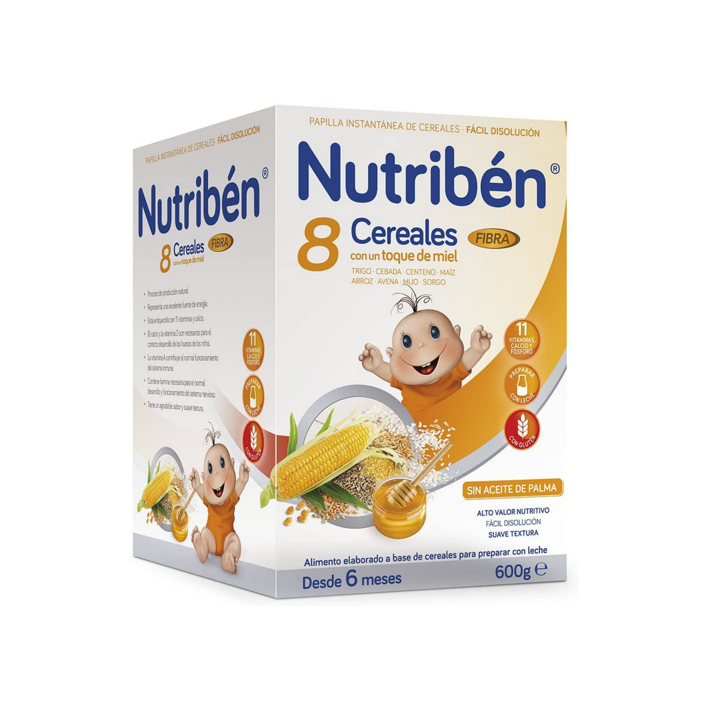 NUTRIBEN PAPILLA 8 CEREALES MIEL FIBRA +6M 600GR