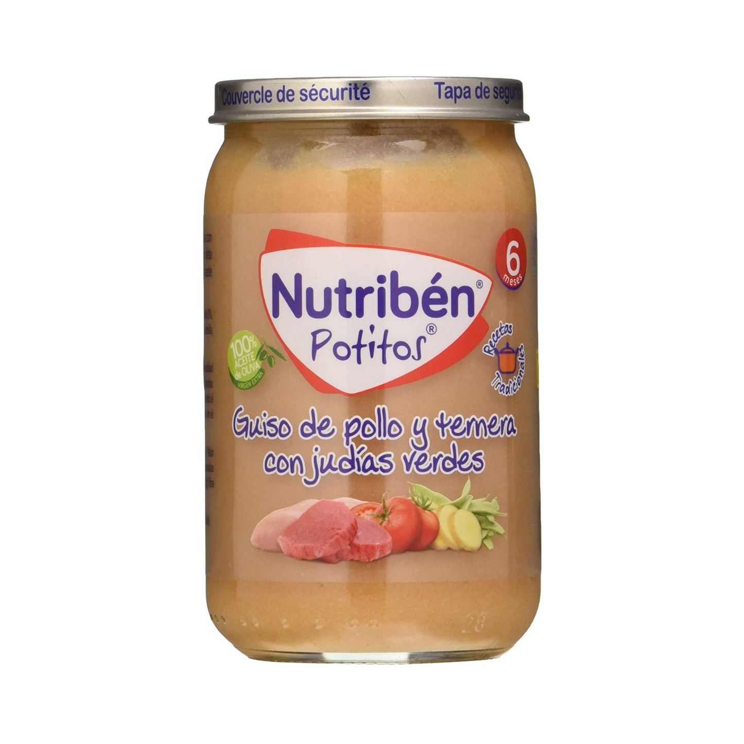 POTITO GUISO DE POLLO Y TERNERA CON JUDÍAS VERDES 6 MESES NUTRIBÉN 235 G