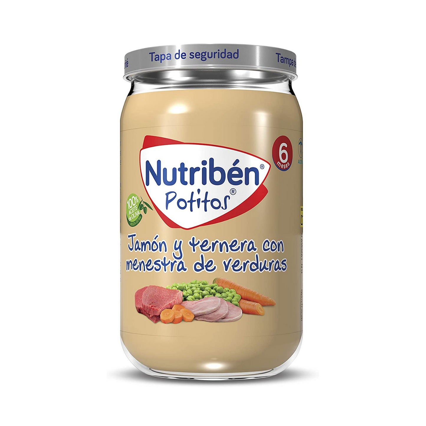 POTITO JAMÓN Y TERNERA CON MENESTRA DE VERDURAS 6 MESES NUTRIBÉN 235 G