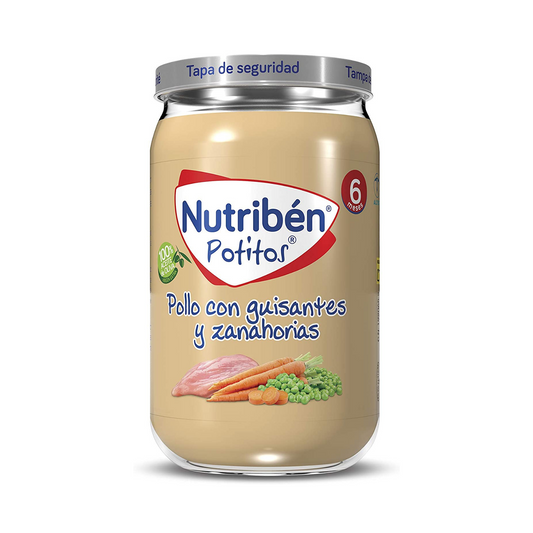 POTITO POLLO CON GUISANTES Y ZANAHORAS 6 MESES NUTRIBÉN 235 G