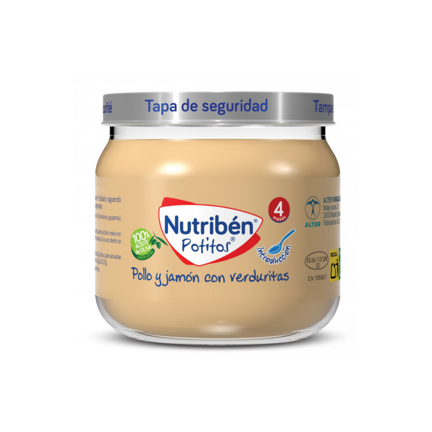 POTITO POLLO Y JAMÓN CON VERDURITAS 4 MESES NUTRIBÉN 120 G