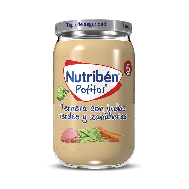 POTITO TERNERA CON JUDIAS VERDES Y ZANAHORIAS 6 MESES NUTRIBÉN 235 G