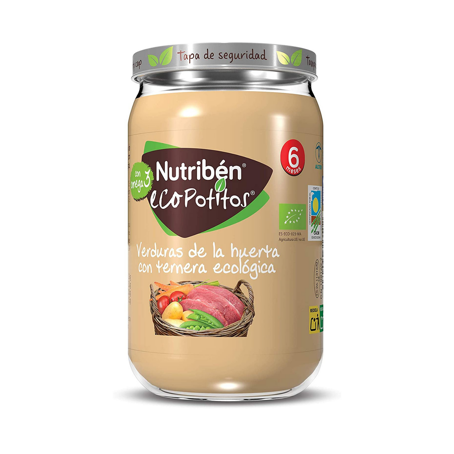 POTITO VERDURAS DE LA HUERTA CON TERNERA ECOLÓGICA 6 MESES NUTRIBÉN ECOPOTITOS 235 G