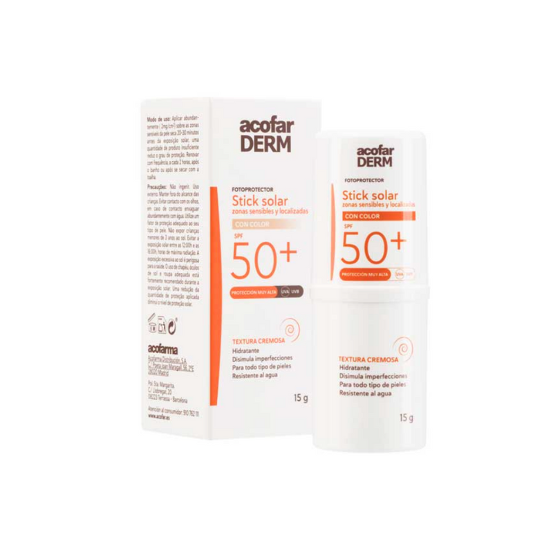 PROTECTOR SOLAR EN STICK ZONAS SENSIBLES CON COLOR SPF 50 + ACOFAR 15 G