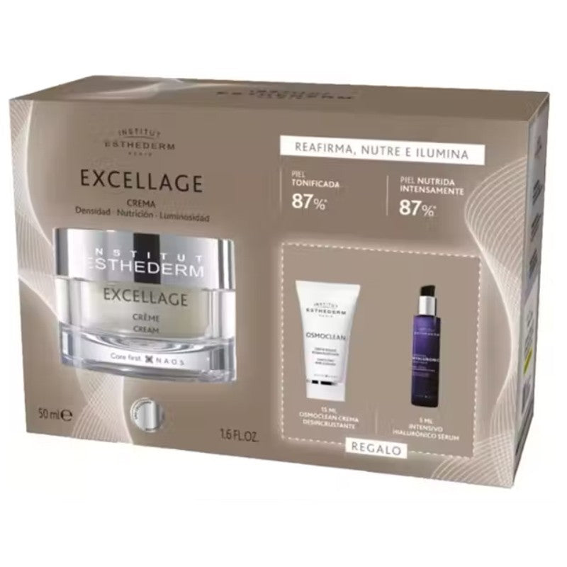 ESTHEDERM  EXCELLAGE  CREMA  50 ml + OSMOCLEAN CREMA + HYALU SERUM REGALO.